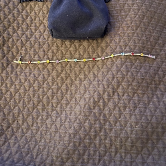 QVC DIAMONIQUE TENNIS BRACELET WITH STATION BIRTHSTONES SIZE 7 NEVER WORN - Picture 3 of 3